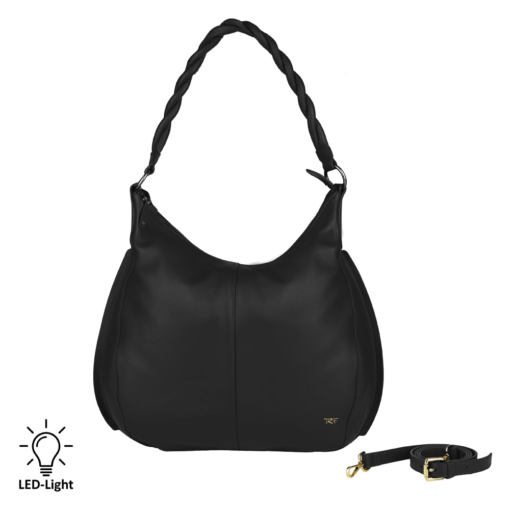 Hobo bag with LED light compartment