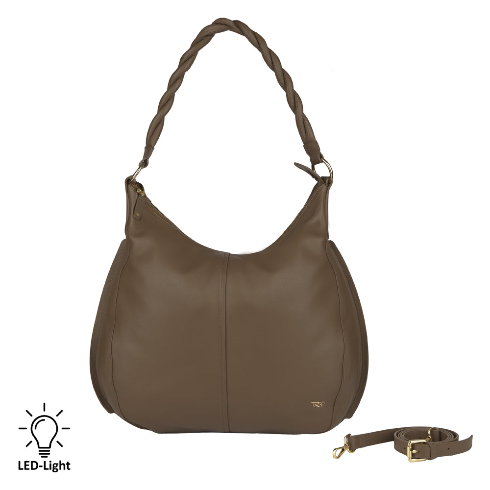 Hobo bag with LED light compartment