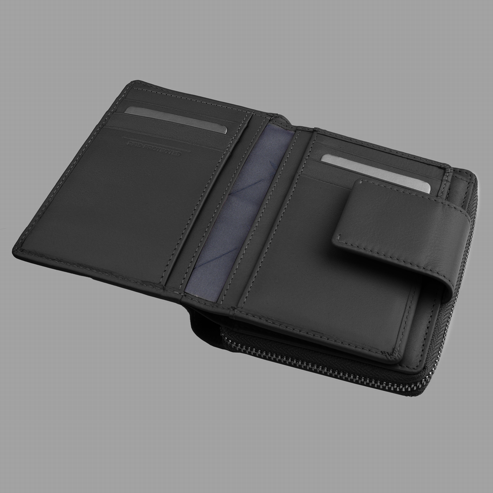 Portefeuille zippé noir