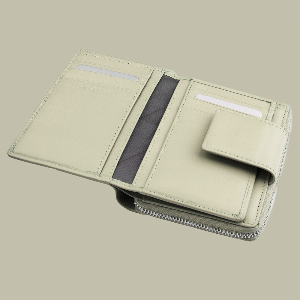 Portefeuille zippé beige