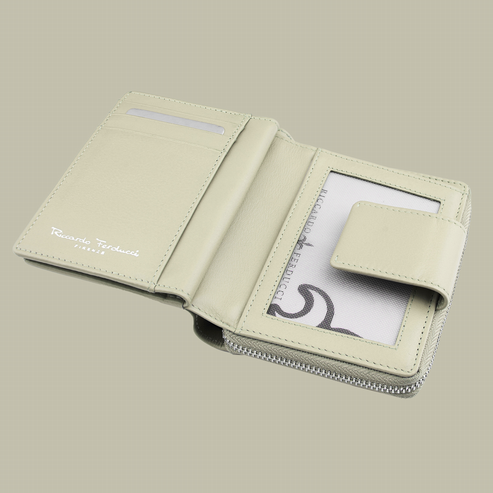 Portefeuille zippé beige