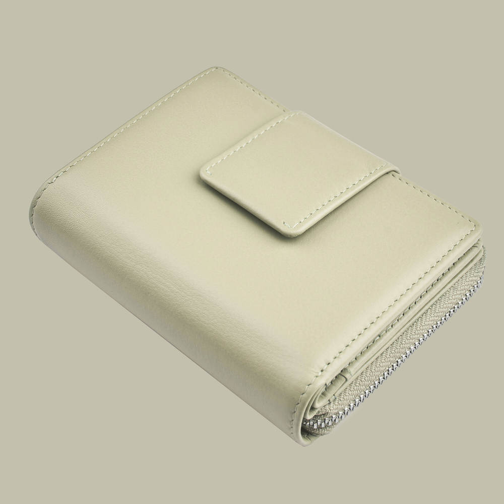 Portefeuille zippé beige