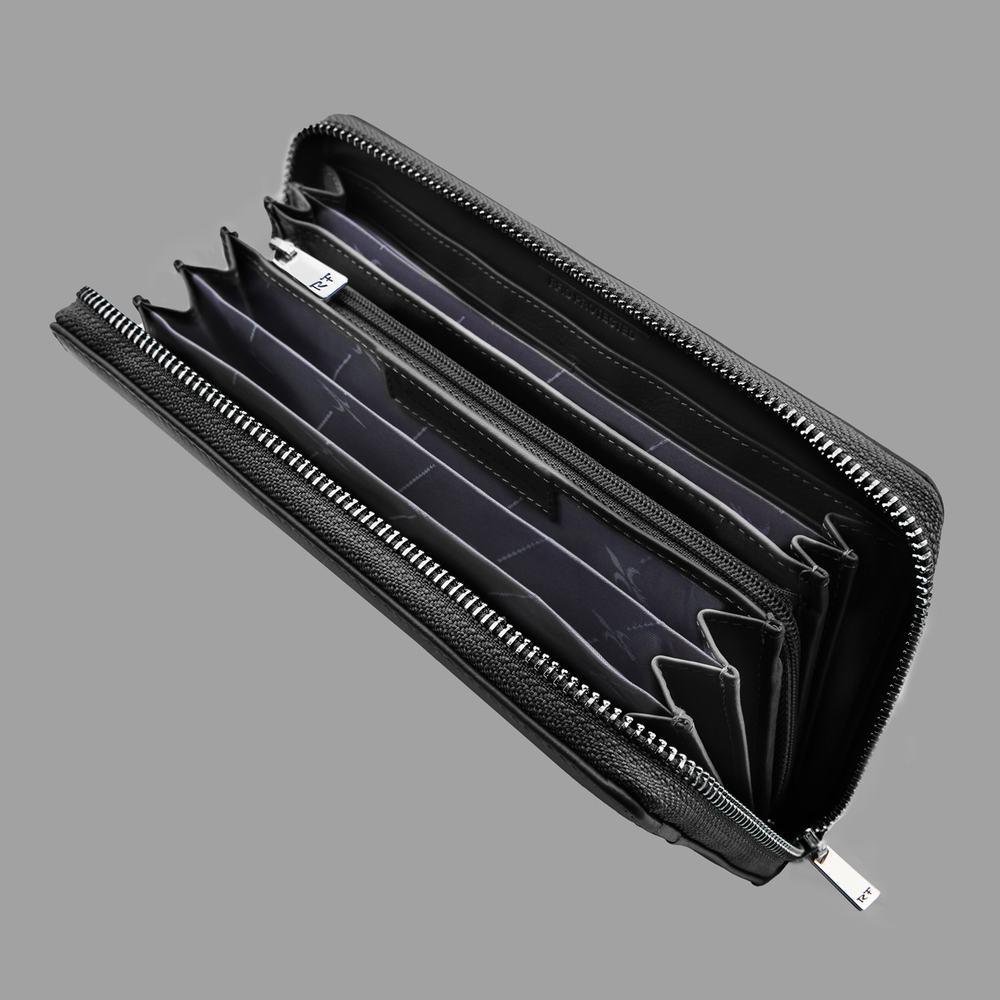 Breitbörse mit Reissverschluss schwarz