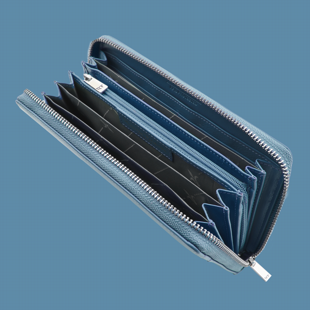 Breitbörse mit Reissverschluss blau