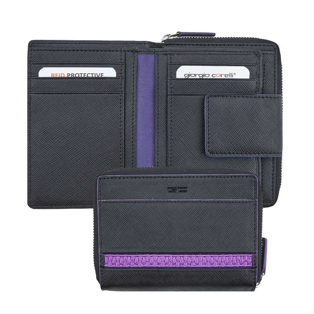 Portefeuille zippé pour femme, RFID, broderie - Soulbrace